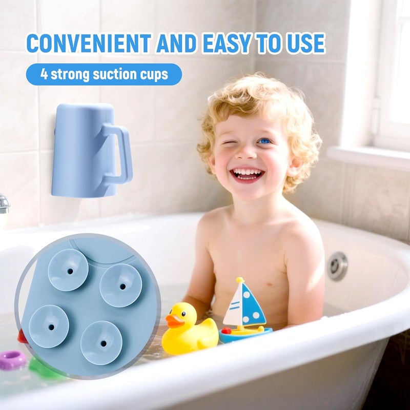 JOY ANAN Baby Bath Rinse Cup with Suctions, 100% Food Grade Silicone, Rinser to Wash Hair and Body with Easy Grip Handle - Image 4